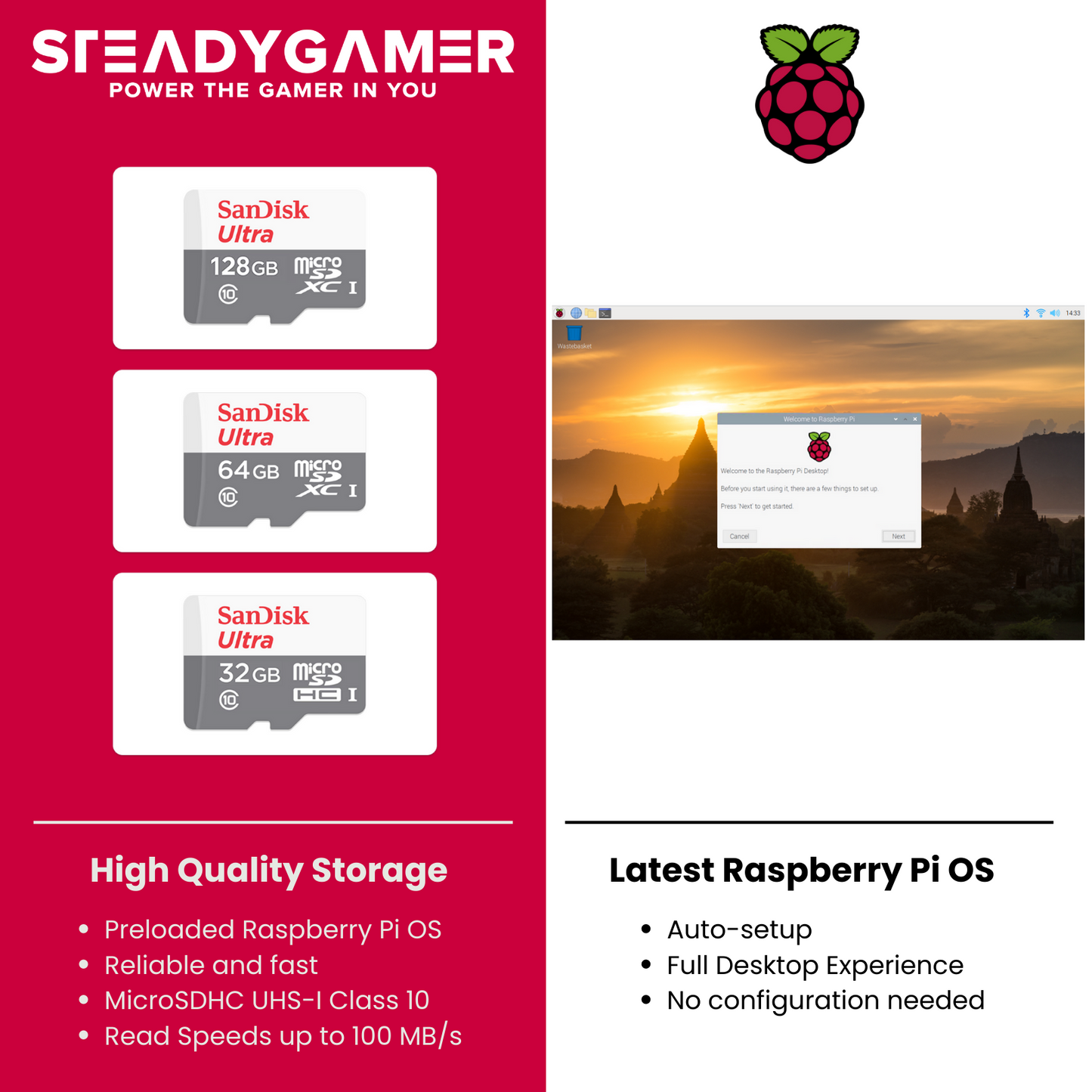 Essential Kit for Raspberry Pi Zero 2 W | 128GB Ultra Preloaded Card | Protective Case | Power Supply | On/Off Switch Cable | 20Pin GPIO Header | Heatsink | Compatible with Pi Zero 2 W, 1.3, W