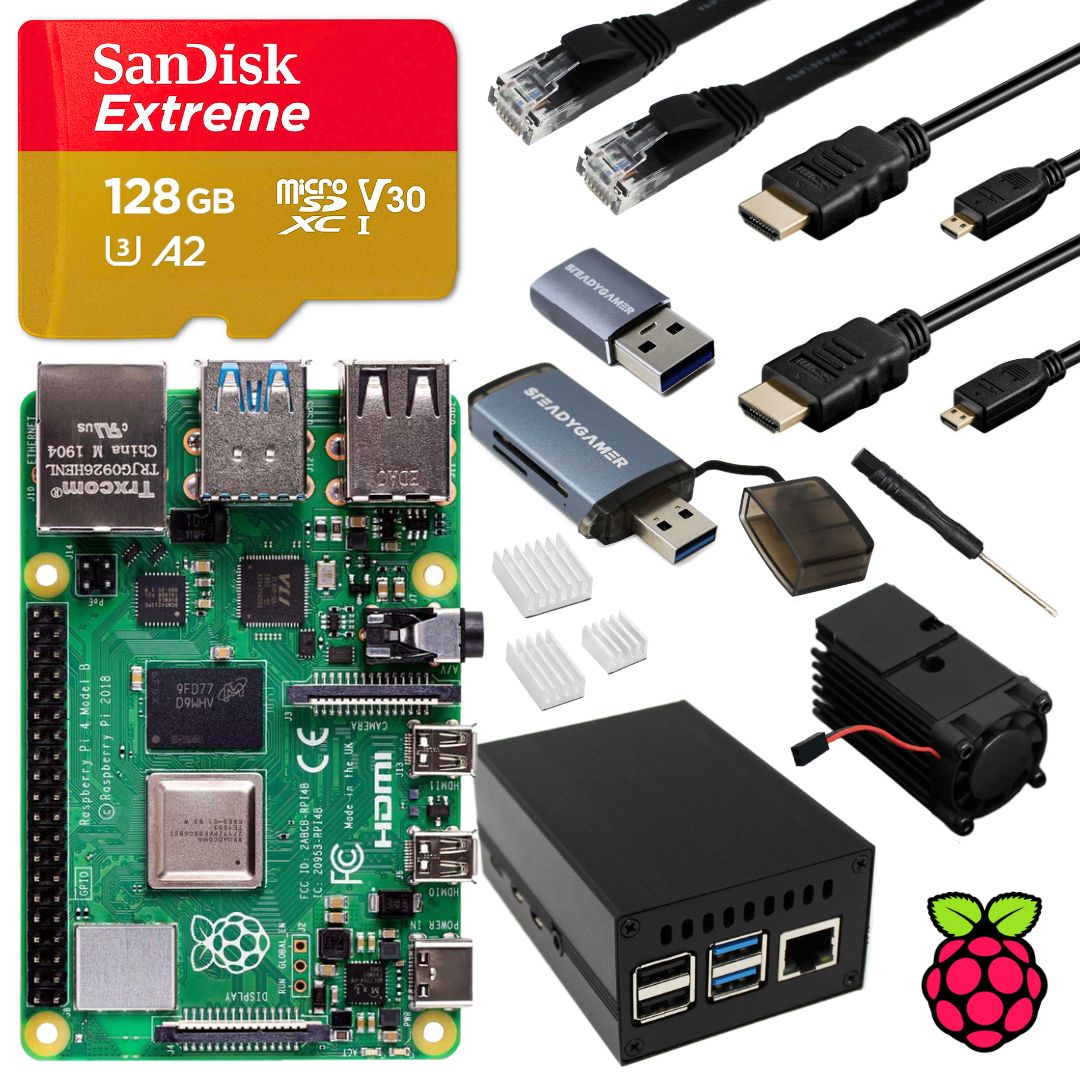 SteadyGamer Raspberry Pi 4 4GB Starter Kit - Aluminum